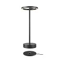 SLV Tafellamp op batterijen VINOLINA ONE met Touch-Dimmer, Ring-Vorm, met Oplaadstation IP54, zwart dimbaar