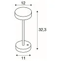 SLV Tafellamp op batterijen VINOLINA 2-CCT 2-voudig, cilindrisch, CCT Switch, met Touch-Dimmer, met Oplaadstation IP54, wit dimbaar