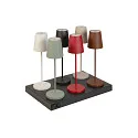 SLV Tafellamp op batterijen VINOLINA TWO 3-CCT 3-voudig, CCT Switch, met Touch-Dimmer, conisch, met Oplaadstation IP65, wit dimbaar