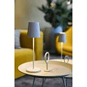 SLV Tafellamp op batterijen VINOLINA TWO 3-CCT 3-voudig, CCT Switch, met Touch-Dimmer, conisch, met Oplaadstation IP65, zand dimbaar