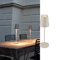 SLV Tafellamp op batterijen VINOLINA TWO 3-CCT 3-voudig, CCT Switch, met Touch-Dimmer, conisch, met Oplaadstation IP65, zand dimbaar