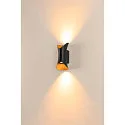 SLV Wandarmatuur voor buitenshuis MODELA UP/DOWN up down, slagvast IP65, zwart mat dimbaar
