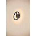 Wandarmatuur voor buitenshuis Q-RING PHASE zonder sensor, dimbaar IP65, zwart dimbaar