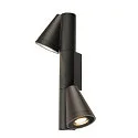 SLV outdoor wall luminaire T-TUBE DOUBLE GU10 IP65, black, lacquered dimmable