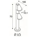 SLV outdoor floor lamp T-TUBE 70 POLE DOUBLE GU10 IP44, black dimmable