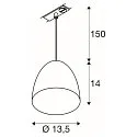 1-fase pendelarmatuur PARA CONE 14 GU10 IP20, zwart dimbaar