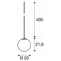Pendelarmatuur SUN 20 met open kabel, baalvormig E27 IP20