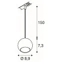 SLV 1-phase pendant luminaire LIGHT EYE® 90 GU10 IP20, white dimmable