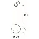SLV 3-phase pendant luminaire LIGHT EYE® 90 down, ball shaped GU10 IP20, black matt dimmable