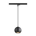 3-phase pendant luminaire LIGHT EYE® 150 down, ball shaped GU10 IP20, black matt dimmable
