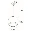 SLV 3-phase pendant luminaire LIGHT EYE® 150 down, ball shaped GU10 IP20, black matt dimmable