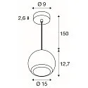 SLV pendant luminaire LIGHT EYE® 150 GU10 IP20, black dimmable