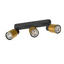 SLV Wand- en plafondarmatuur PURI 2.0 - TUBE 3-vlams, lang GU10 IP20, goud, zwart dimbaar