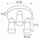 SLV wall and ceiling luminaire PURI 2.0 - CONE 3 flames, round GU10 IP20, white dimmable