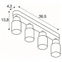 SLV wall and ceiling luminaire PURI 2.0 - TUBE 4 flames, long GU10 IP20, gold, black dimmable