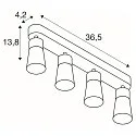 SLV Wand- en plafondarmatuur PURI 2.0 - CONE 4-vlams, lang GU10 IP20, grijs dimbaar