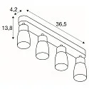 SLV wall and ceiling luminaire PURI 2.0 - DOME 4 flames, long GU10 IP20, grey dimmable