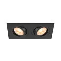 Plafondinbouwarmatuur NEW TRIA® 155 GU10 2-vlams, roteerbaar, vierkant GU10 IP20, zwart dimbaar