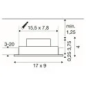 SLV Plafondinbouwarmatuur NEW TRIA® 155 PHASE 2-vlams, stijf, vierkant IP20, zwart dimbaar