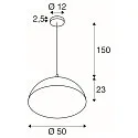 SLV Pendelarmatuur FORCHINI 50 down, halfrond E27 IP20, zwart mat dimbaar
