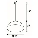 SLV 1-phase pendant luminaire FORCHINI M 40 TRACK E27 IP20, black dimmable