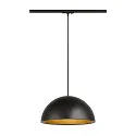 1-fase pendelarmatuur FORCHINI M 40 TRACK E27 IP20, zwart dimbaar