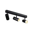 SLV wall and ceiling luminaire NOBLO® TRIPLE PHASE 3 flames, cylindrical, cardanic swivelling IP20, black dimmable