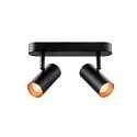 SLV Wand- en plafondarmatuur NOBLO® DOUBLE PHASE 2-vlams, rond IP20, zwart dimbaar