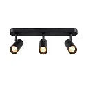 SLV wall and ceiling luminaire NOBLO® TRIPLE PHASE 3 flames, cylindrical, cardanic swivelling IP20, black dimmable