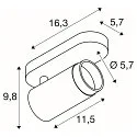 SLV Plafondarmatuur GRIP! L SPOT CL SINGLE cilindrisch GU10 IP20, goud, zwart, gelakt dimbaar