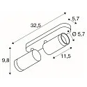 SLV ceiling luminaire GRIP! L SPOT CL DOUBLE cylindrical GU10 IP20, black, white, lacquered dimmable