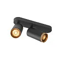 Plafondarmatuur GRIP! L SPOT CL DOUBLE cilindrisch GU10 IP20, goud, zwart, gelakt dimbaar