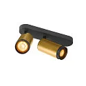 Plafondarmatuur GRIP! L SPOT CL DOUBLE cilindrisch GU10 IP20, goud, zwart, gelakt dimbaar