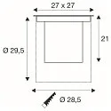 SLV Vloerinbouwarmatuur DASAR® XL DALI draaibaar, vierkant, asymmetrisch, dimbaar IP65/IP67, rvs dimbaar