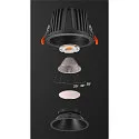 SLV ceiling recessed luminaire NUMINOS® XL round, suitable for VDU workstation IP20, black, lacquered dimmable