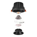 SLV ceiling recessed luminaire NUMINOS® XL round, suitable for VDU workstation IP20, black, lacquered dimmable