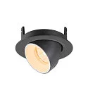 SLV Plafondinbouwarmatuur NUMINOS® GIMBLE XS rond, geschikt voor beeldschermwerkstations IP20, zwart, wit, gelakt dimbaar