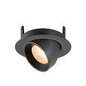 SLV ceiling recessed luminaire NUMINOS® GIMBLE XS round, suitable for VDU workstation IP20, black, lacquered dimmable