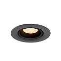 SLV ceiling recessed luminaire NUMINOS® GIMBLE XS round, suitable for VDU workstation IP20, black, lacquered dimmable