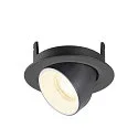 SLV Plafondinbouwarmatuur NUMINOS® GIMBLE XS rond, geschikt voor beeldschermwerkstations IP20, zwart, wit, gelakt dimbaar