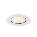 SLV Plafondinbouwarmatuur NUMINOS® GIMBLE XS rond, geschikt voor beeldschermwerkstations IP20, wit, gelakt dimbaar