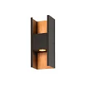 Wandarmatuur voor buitenshuis FLATT II PHASE up / down, Zeelucht bestendig IP65, antraciet, bruin, hout donker, gelakt dimbaar