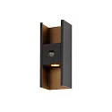 Wandarmatuur voor buitenshuis FLATT II SENSOR PHASE up / down, met Sensor, schakelbaar, Zeelucht bestendig IP54, zwart, gelakt 