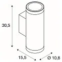 Wandarmatuur voor buitenshuis HELIA PRO L UP/DOWN up / down, cilindrisch, DALI aanstuurbaar, slagvast IP65, antraciet