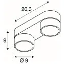 Wand- en plafondarmatuur KALU 2.0 DOUBLE PHASE 2-vlams, UGR < 19, cardanisch draaien IP20, zwart dimbaar