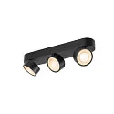 wall and ceiling luminaire KALU 2.0 TRIPLE PHASE 3 flames, UGR < 19, cardanic swivelling IP20, black dimmable