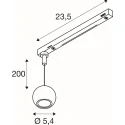 SLV 1-phase pendant luminaire DYSKO 1PH PD PHASE down, ball shaped IP20, black dimmable