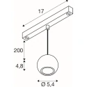 SLV track pendant luminaire DYSKO 48V PD DALI down, DALI controllable IP20, black dimmable