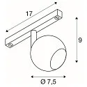 SLV Spotlight op rail LIGHT EYE® 2.0 rond IP20, zwart, wit, gelakt dimbaar