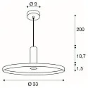 SLV Pendelarmatuur LALU® SET PLATE 33 E27 IP20, zwart dimbaar